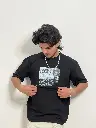 TERRY COTTON relax fit (Black Graphic T-shirt)